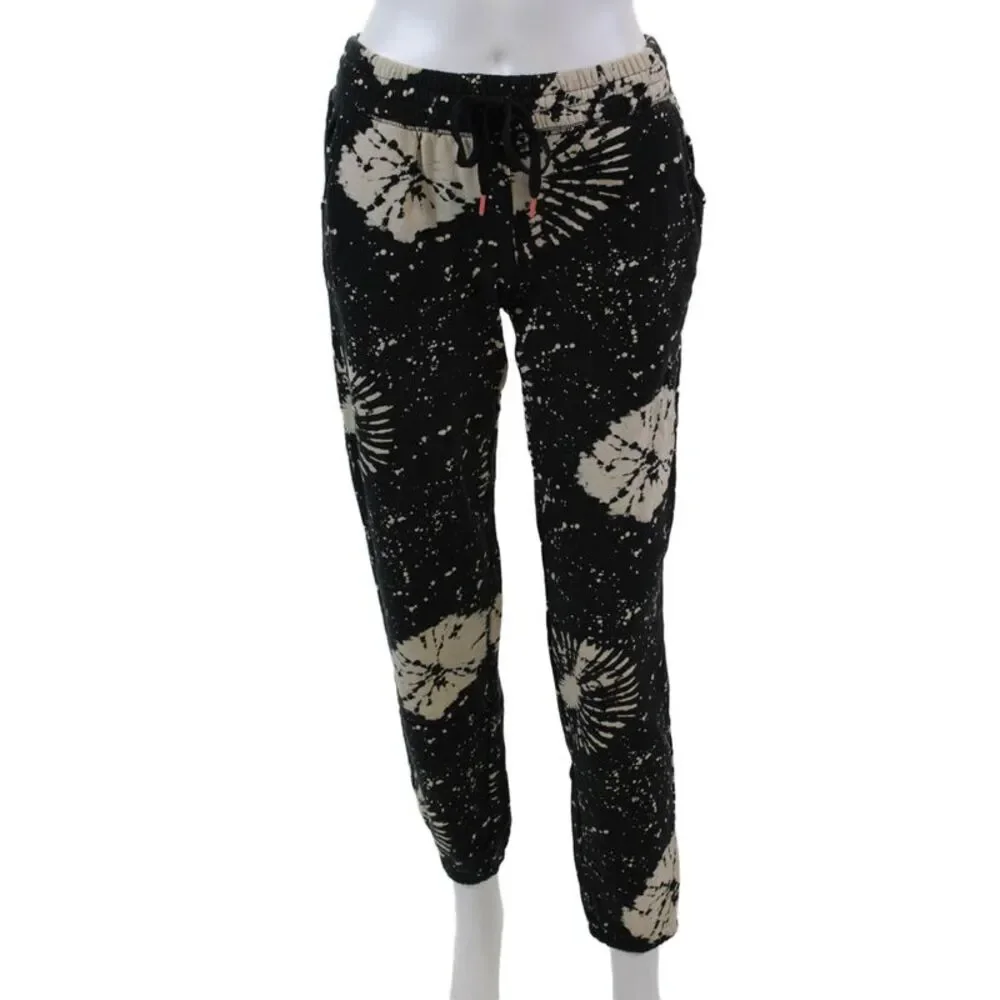 P.J. Salvage Womens Cotton Tie-Dye Drawstring Skinny Sweatpants Black Size XS